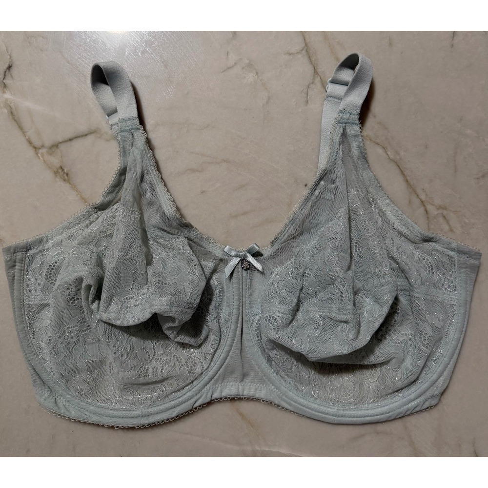 Wacoal Retro Chic Full Figure Underwire Lace Bra Light Blue 38G 855186 #62